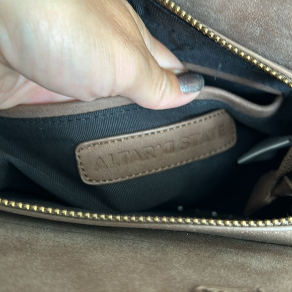 Altar’d State | round shoulder bag cross body or hand bag brown vegan leather - Picture 7 of 8